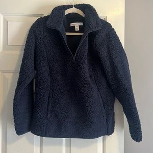 Amazon Essentials Navy Sherpa Quarterzip!